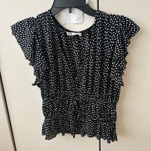 Zara Black and White Dotted Blouse